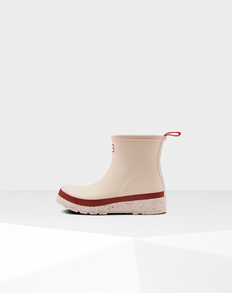 Beige Red Women's Hunter Original Short Speckle Rain Play Boots | GMSK-26451