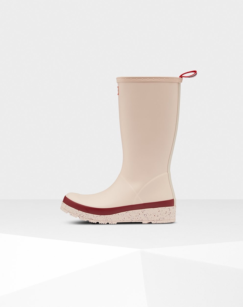 Beige Red Women's Hunter Original Tall Speckle Rain Play Boots | GMNJ-98146