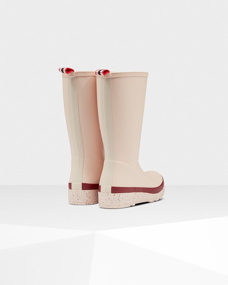 Beige Red Women's Hunter Original Tall Speckle Rain Play Boots | GMNJ-98146