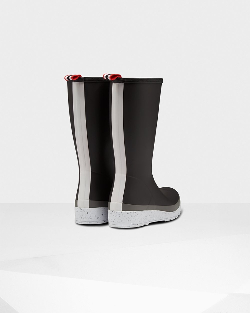 Black Grey Women's Hunter Original Tall Speckle Rain Play Boots | XIWE-41073