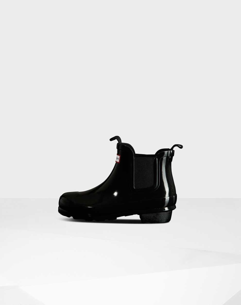 Black Kids' Hunter Original Big Gloss Chelsea Boots | AUQZ-74208