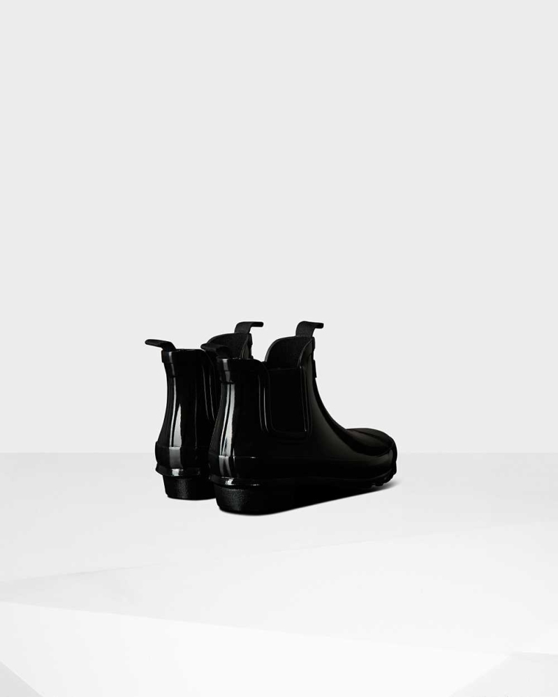 Black Kids' Hunter Original Big Gloss Chelsea Boots | AUQZ-74208