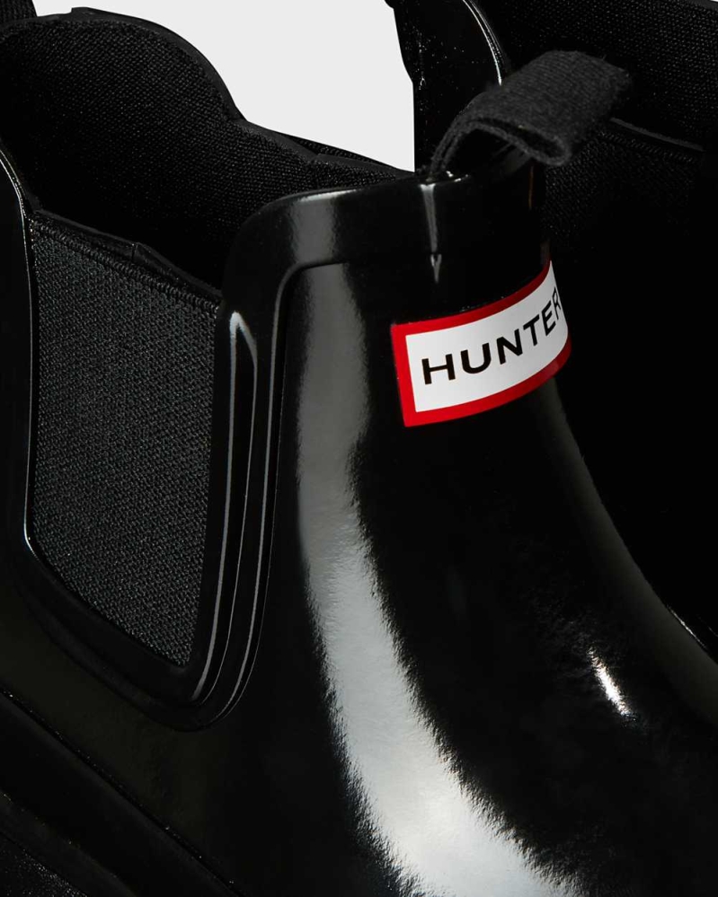 Black Kids' Hunter Original Big Gloss Chelsea Boots | AUQZ-74208