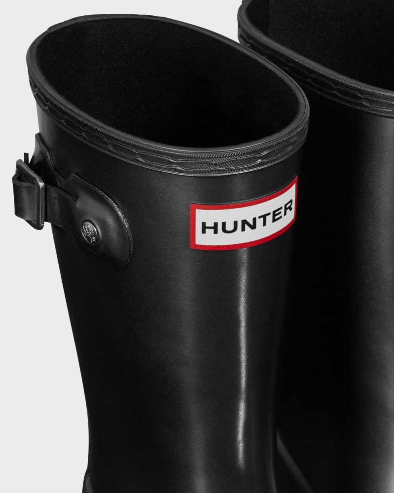 Black Kids' Hunter Original Big Pearlized Wellington Short Rain Boots | GMOE-70651