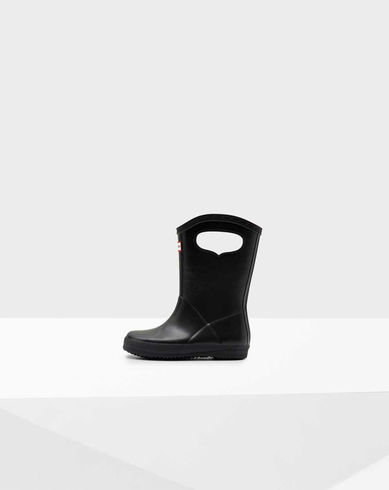 Black Kids' Hunter Original First Classic Grab Handle Wellington Short Rain Boots | UVEG-69421