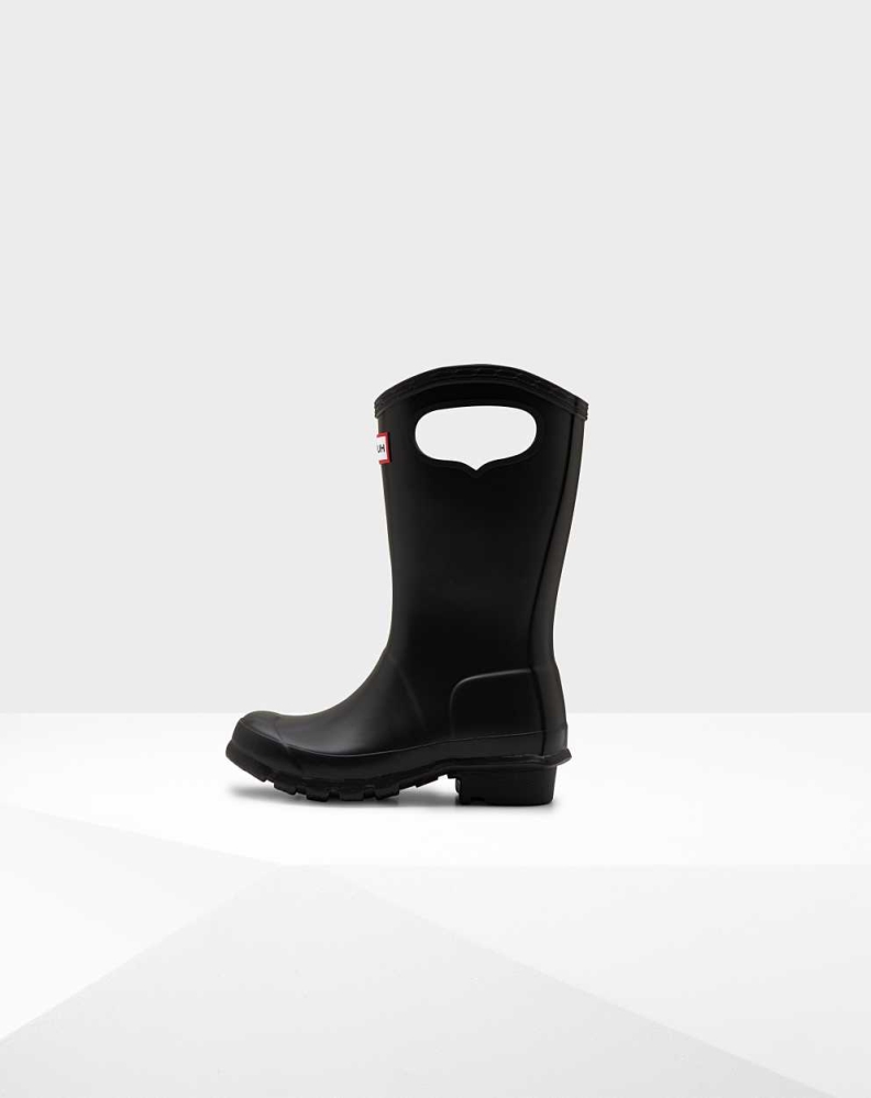 Black Kids' Hunter Original Grab Handle Wellington Short Rain Boots | OQIM-43759