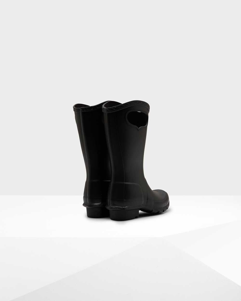 Black Kids' Hunter Original Grab Handle Wellington Short Rain Boots | OQIM-43759