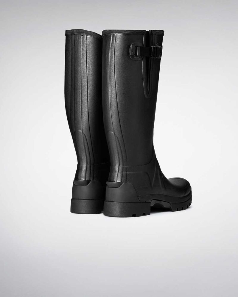 Black Men's Hunter Balmoral Adjustable 3mm Neoprene Wellington Tall Rain Boots | GHTK-70984