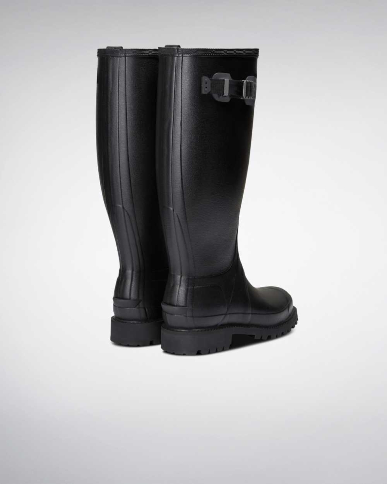 Black Men's Hunter Balmoral Wide Fit Wellington Tall Rain Boots | NCRI-59876