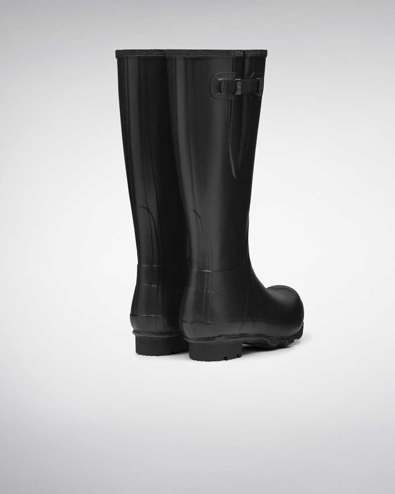 Black Men's Hunter Norris Field Side Adjustable Wellington Tall Rain Boots | BSRP-39857