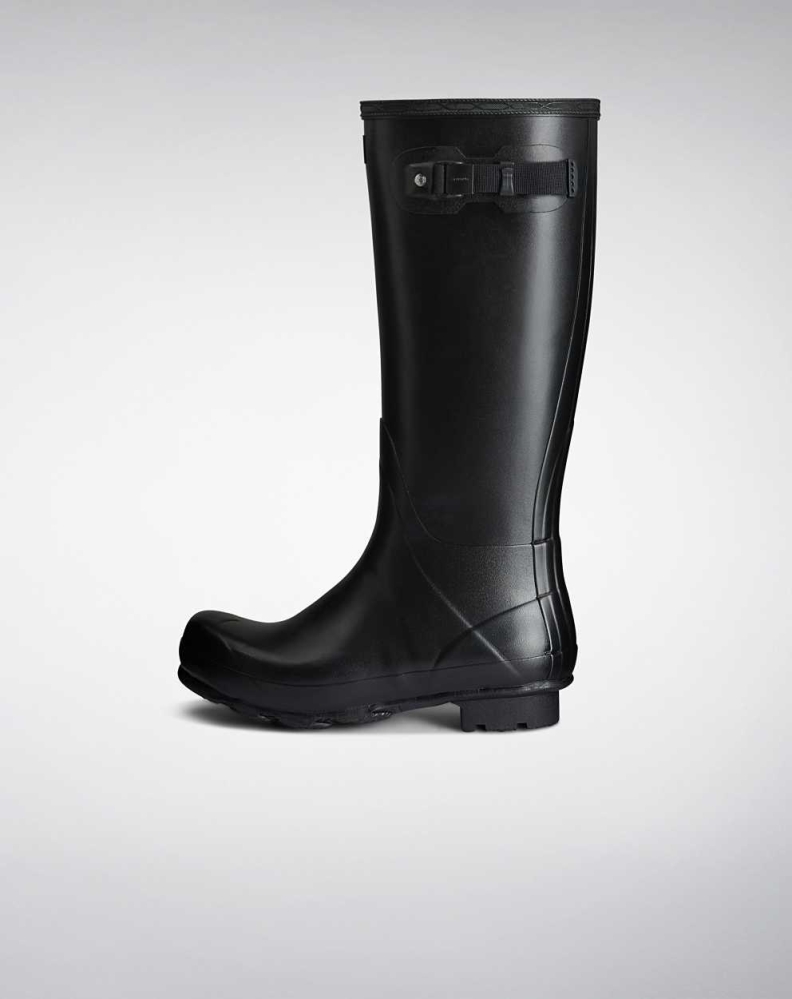 Black Men's Hunter Norris Field Wellington Tall Rain Boots | KQAW-34897