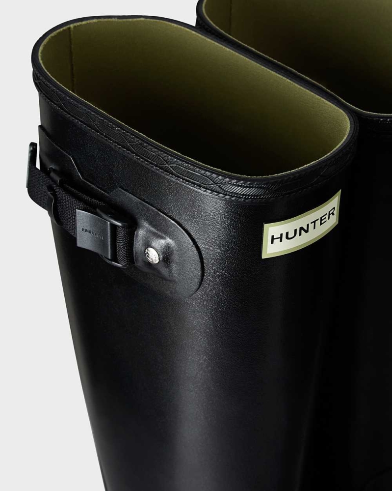 Black Men's Hunter Norris Field Wellington Tall Rain Boots | KQAW-34897