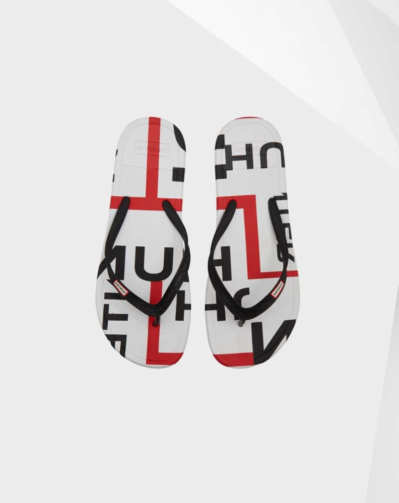 Black Men's Hunter Original Exploded Logo Flip Flops | AYFZ-81246