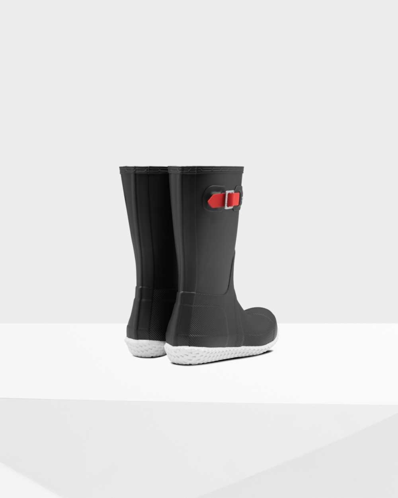 Black Men's Hunter Original Flat Heel Calendar Sole Wellington Short Rain Boots | IBEP-27519