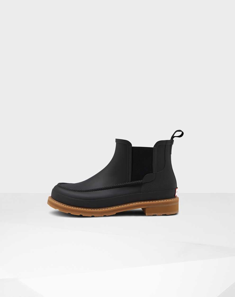 Black Men's Hunter Original Moc Toe Chelsea Boots | BKZR-87240