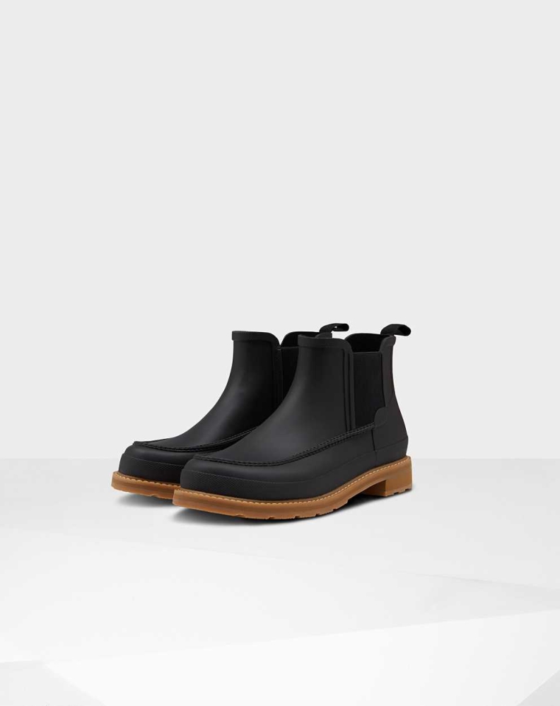 Black Men\'s Hunter Original Moc Toe Chelsea Boots | BKZR-87240