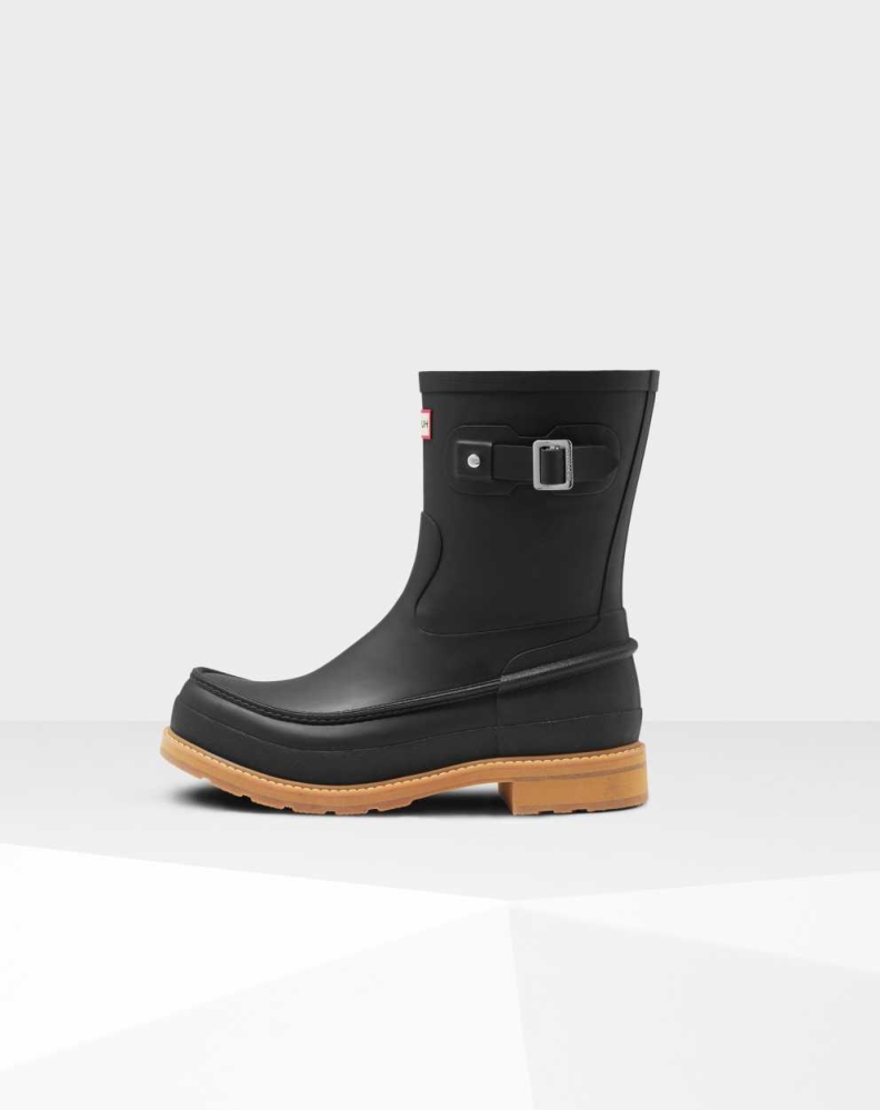 Black Men's Hunter Original Moc Toe Wellington Short Rain Boots | CPQI-19526