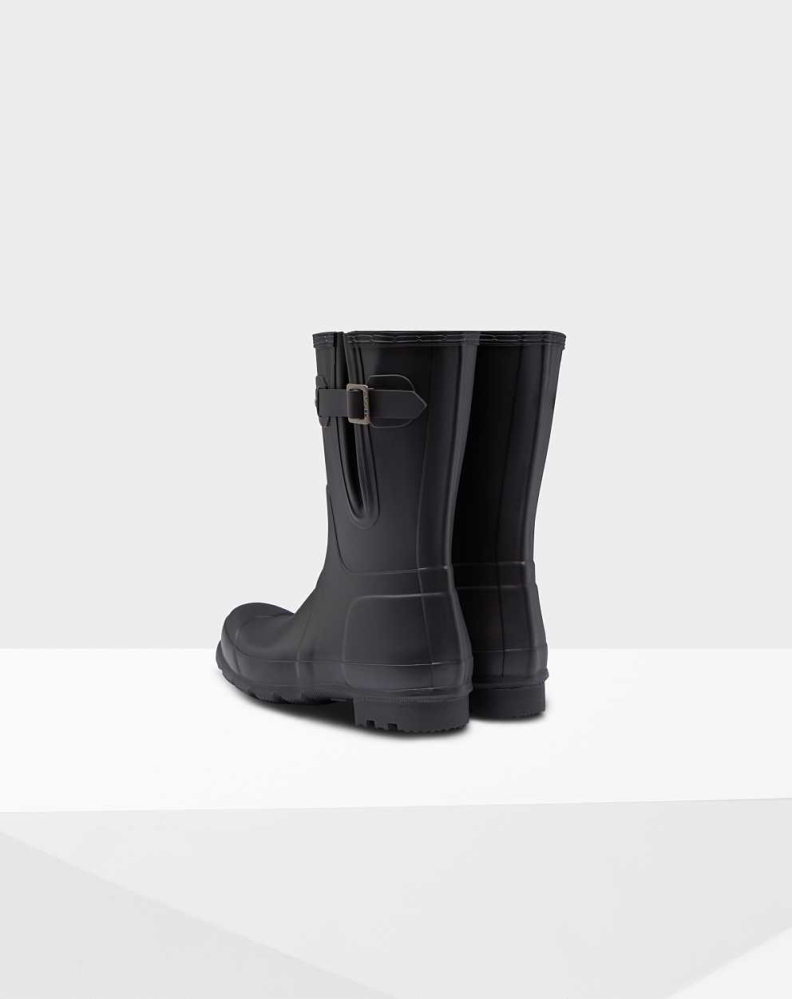 Black Men's Hunter Original Side Adjustable Wellington Short Rain Boots | DIUH-08973