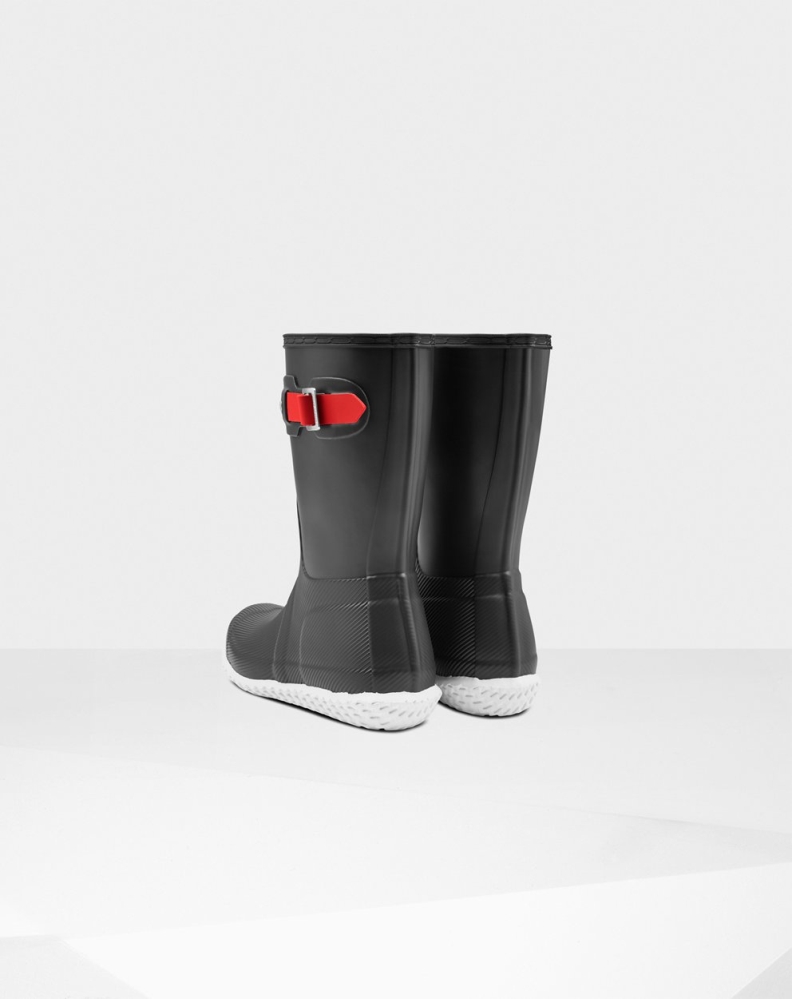 Black Red Women's Hunter Original Flat Heel Calendar Sole Short Rain Boots | TXIH-25014