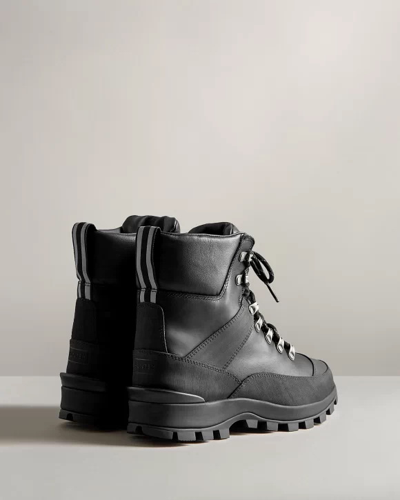 Black Women's Hunter Insulated Leather Commando Boots | MIBF-03287