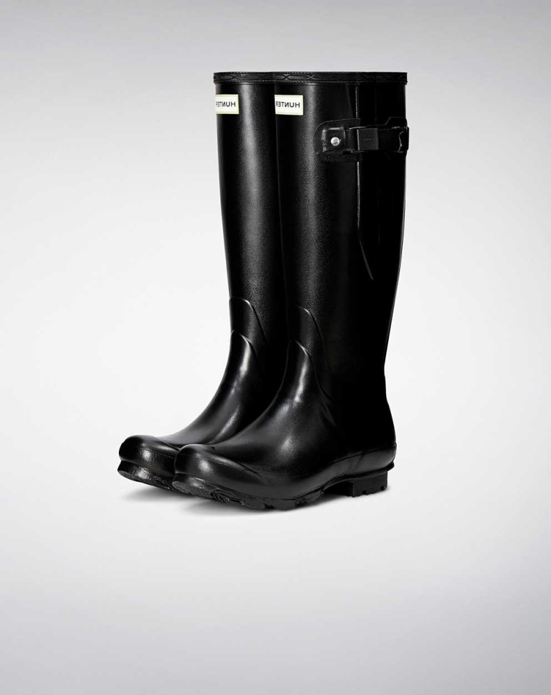 Black Women\'s Hunter Norris Field Side Wellington Short Rain Boots | VRAH-94180