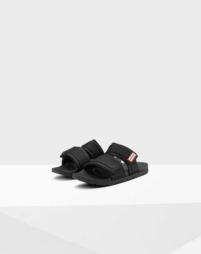 Black Women's Hunter Original Double Strap Slides | VUHG-41937