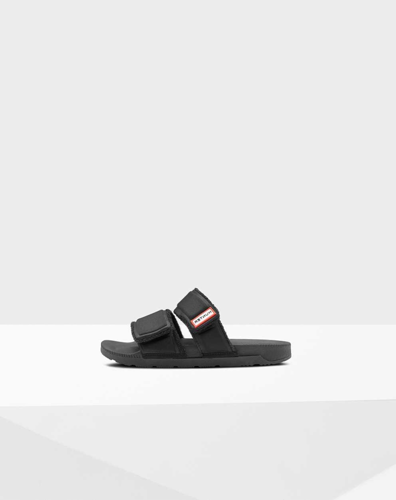 Black Women\'s Hunter Original Double Strap Slides | VUHG-41937