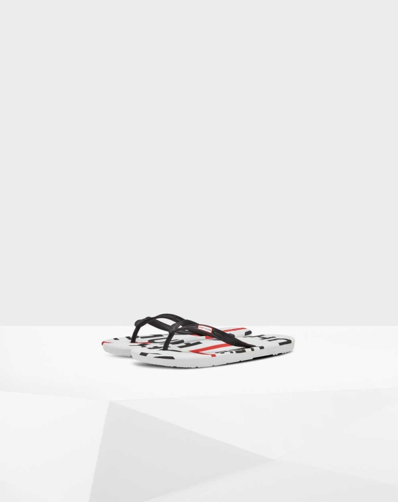 Black Women's Hunter Original Exploded Logo Flip Flops | BIJQ-90342