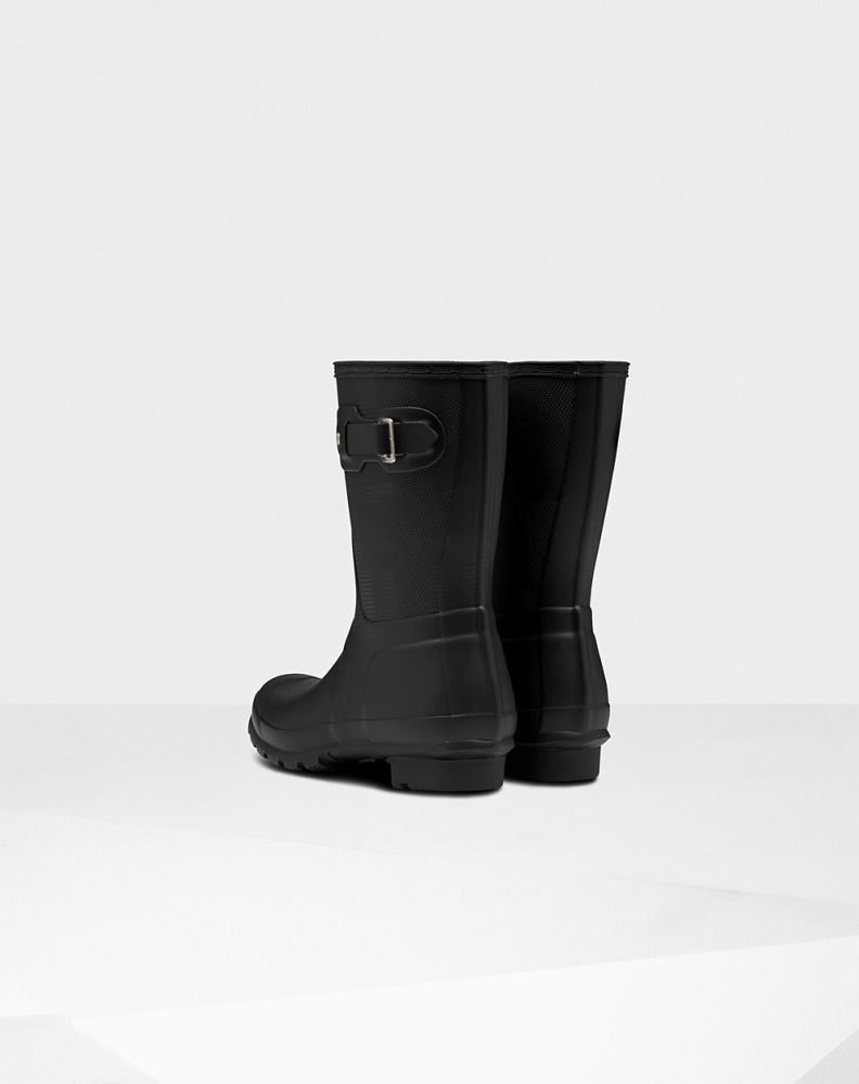 Black Women's Hunter Original Exploded Logo Texture Short Rain Boots | DSHX-53948