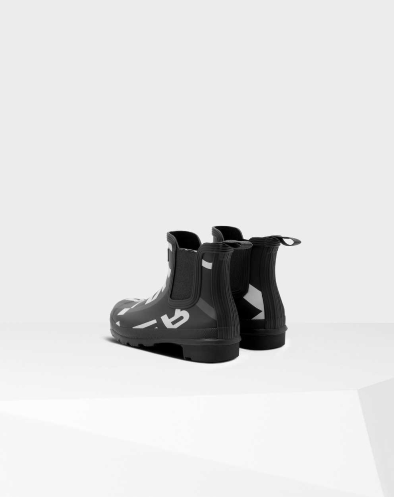 Black Women's Hunter Original Exploded Logo Chelsea Boots | JGFI-35801