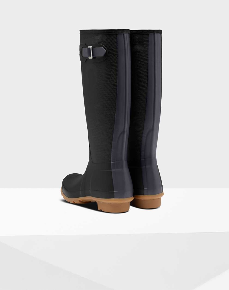 Black Women's Hunter Original Exploded Logo Texture Wellington Tall Rain Boots | ZDUK-53970