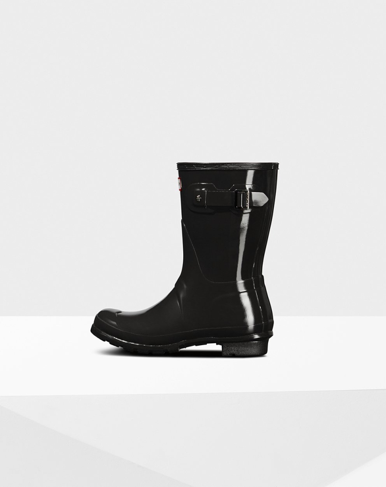 Black Women's Hunter Original Gloss Short Rain Boots | KRHU-35809