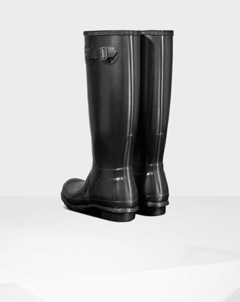 Black Women's Hunter Original Pearlized Wellington Tall Rain Boots | NCHE-02197