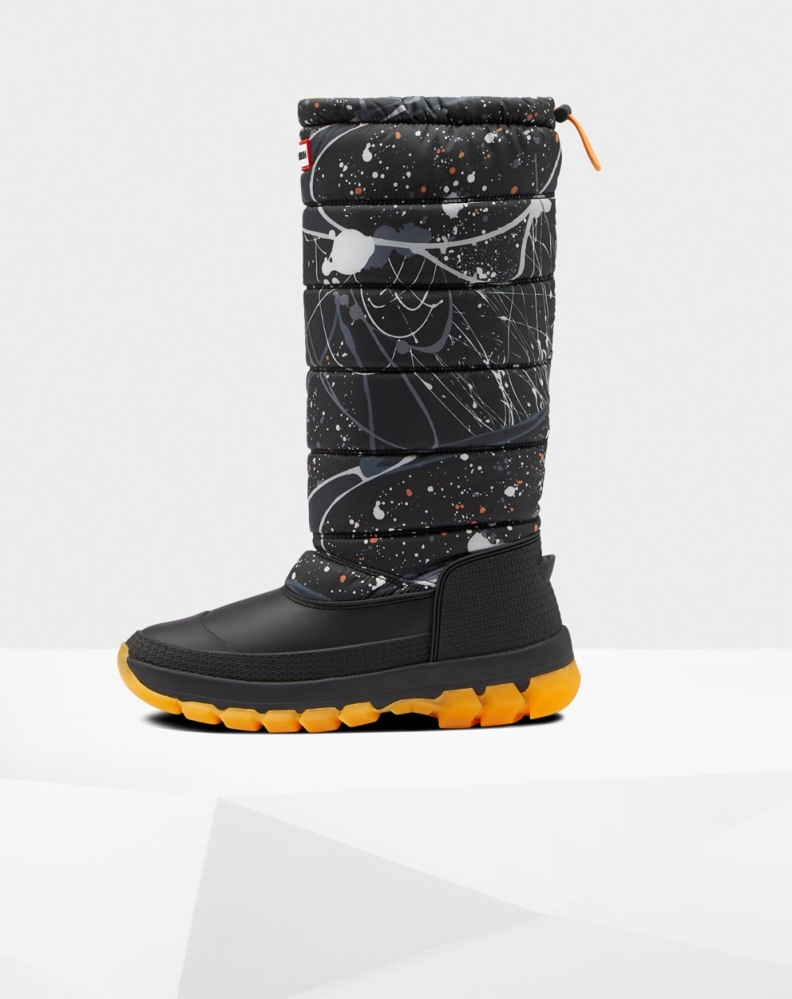 Black Women's Hunter Original Printed Insulated Tall Snow Boots | ITSQ-78026