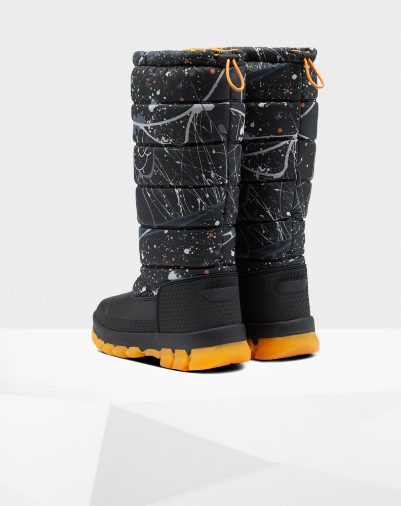 Black Women's Hunter Original Printed Insulated Tall Snow Boots | ITSQ-78026