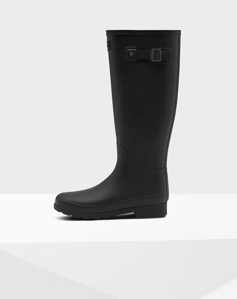 Black Women's Hunter Original Refined Wellington Tall Rain Boots | ICJH-19573