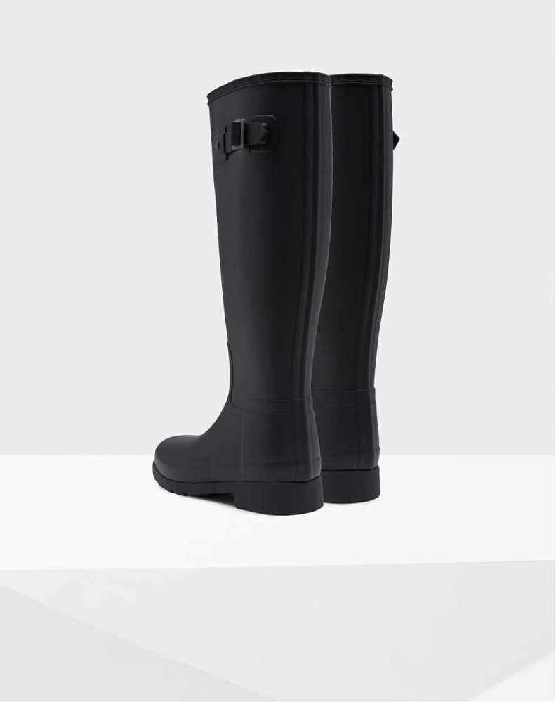 Black Women's Hunter Original Refined Wellington Tall Rain Boots | ICJH-19573