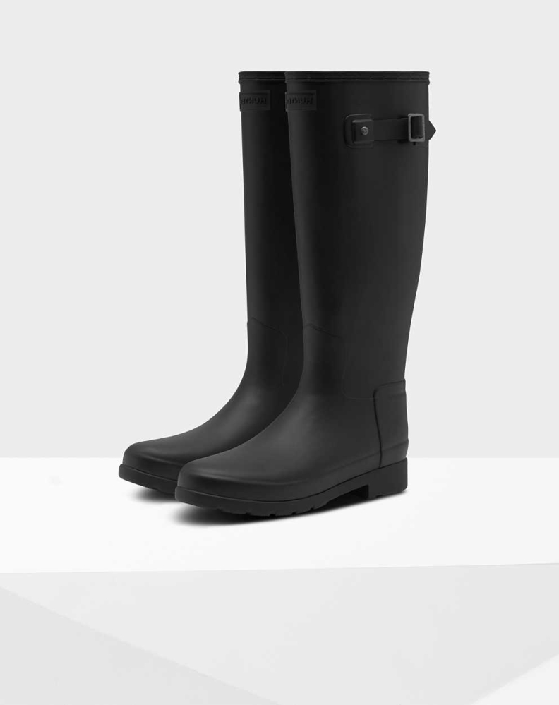 Black Women\'s Hunter Original Refined Wellington Tall Rain Boots | ICJH-19573