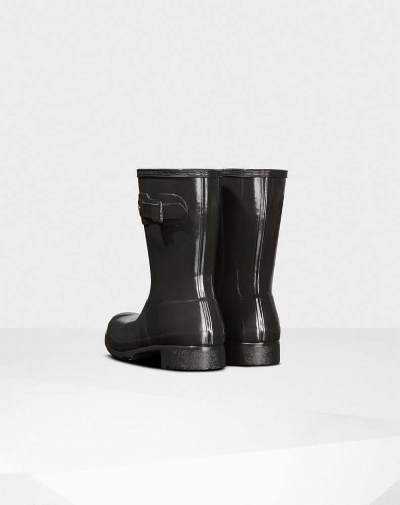 Black Women's Hunter Original Tour Foldable Gloss Short Rain Boots | QVDH-57198