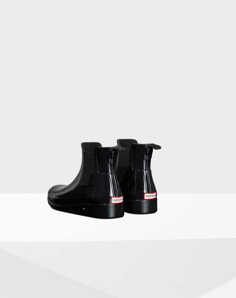 Black Women's Hunter Refined Gloss Slim Fit Chelsea Boots | RGVN-87012