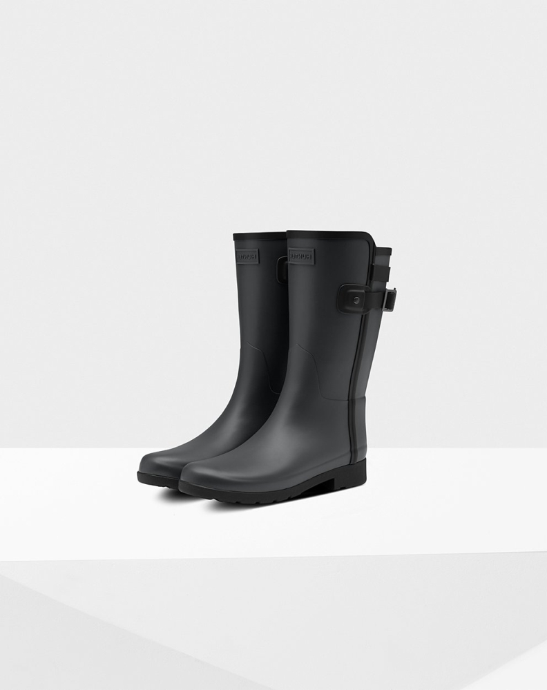 Black Women\'s Hunter Refined Slim Fit Contrast Short Rain Boots | OKWR-47912