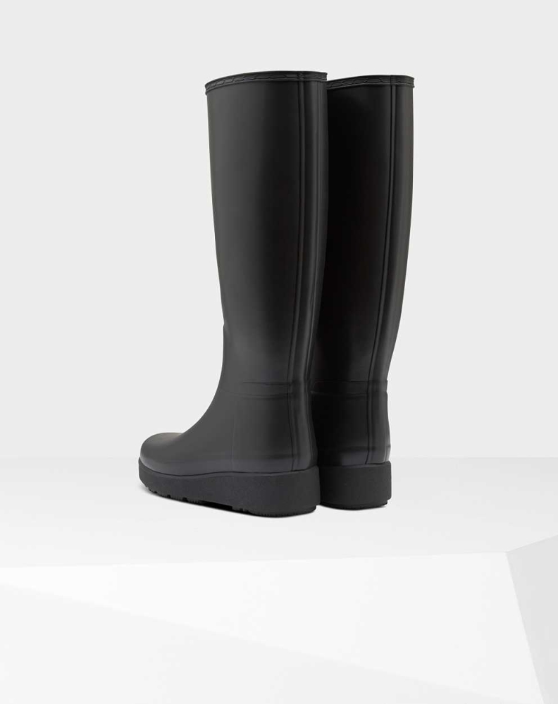 Black Women's Hunter Refined Slim Fit Creeper Wellington Tall Rain Boots | UAEP-61204