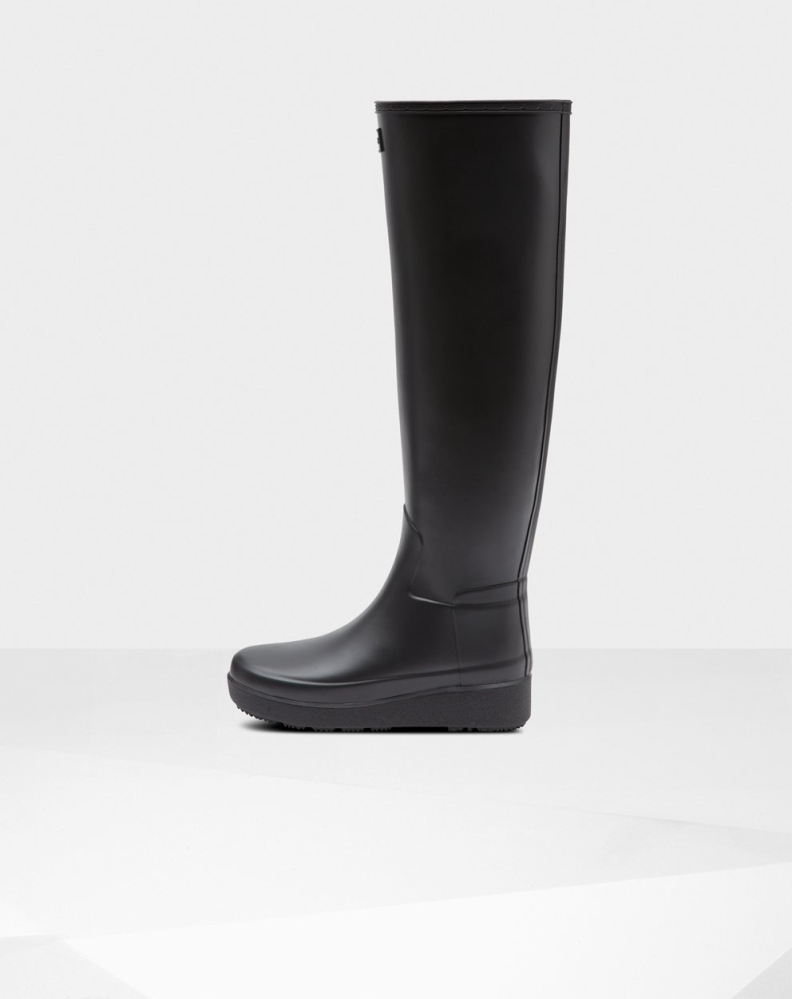 Black Women's Hunter Refined Slim Fit Knee-High Chelsea Boots | ZMWK-24167