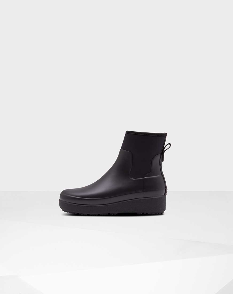 Black Women's Hunter Refined Slim Fit Neoprene Creeper Chelsea Boots | QEXF-76523