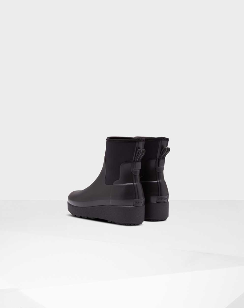 Black Women's Hunter Refined Slim Fit Neoprene Creeper Chelsea Boots | QEXF-76523