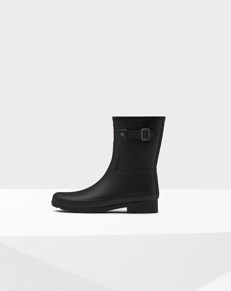 Black Women's Hunter Refined Slim Fit Short Rain Boots | XLDN-40365