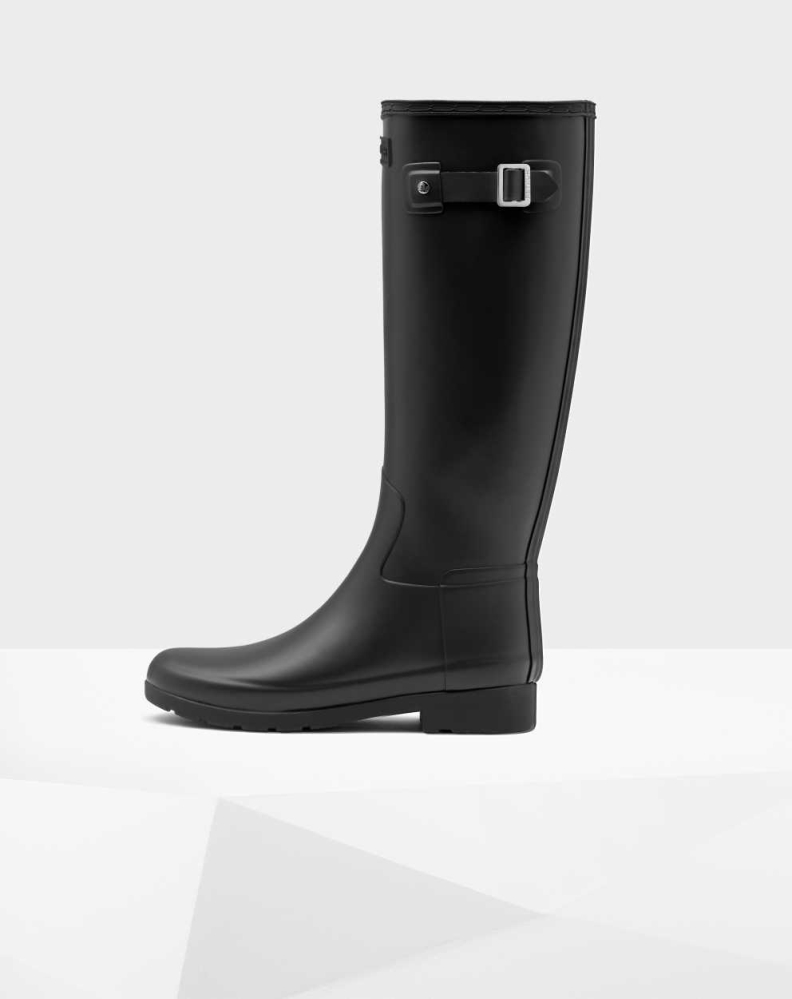 Black Women's Hunter Refined Slim Fit Wellington Tall Rain Boots | JMLB-32806