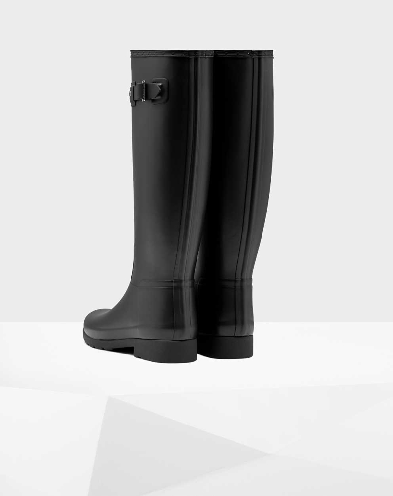 Black Women's Hunter Refined Slim Fit Wellington Tall Rain Boots | JMLB-32806