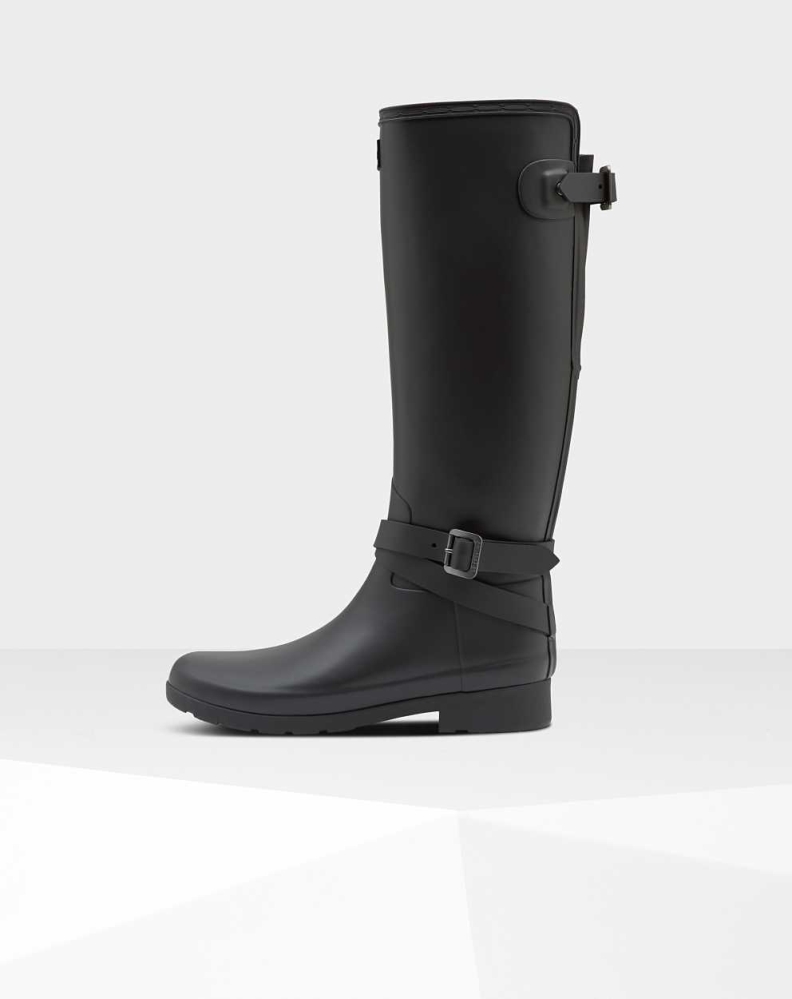 Black Women's Hunter Refined Slim Fit Wellington Tall Rain Boots | RNEG-25671