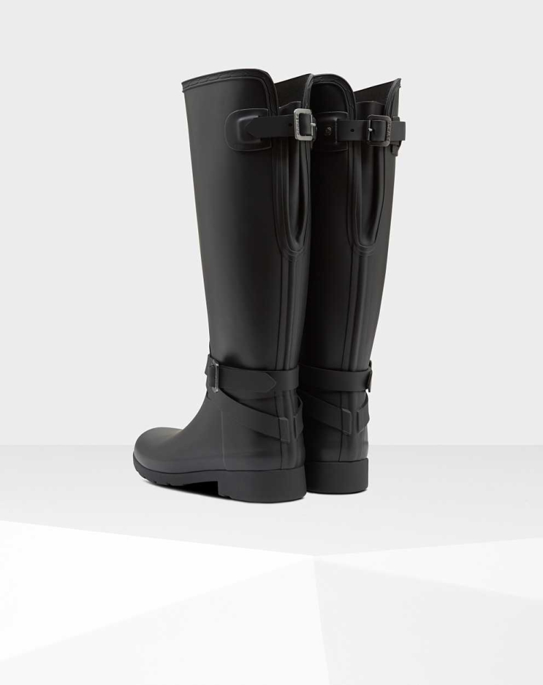 Black Women's Hunter Refined Slim Fit Wellington Tall Rain Boots | RNEG-25671